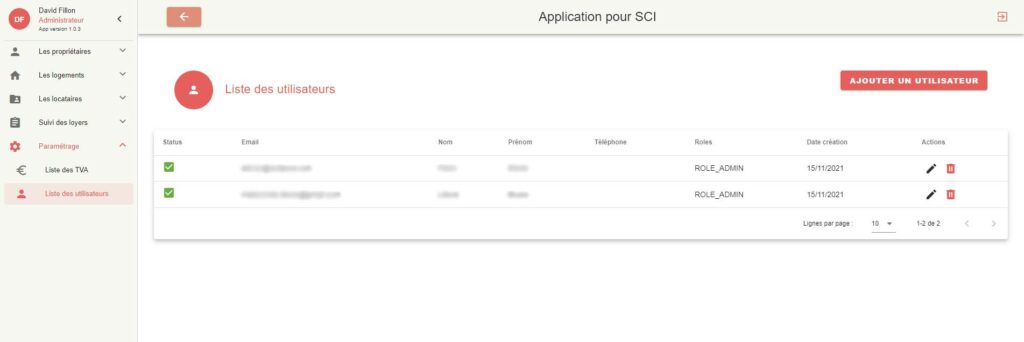 visuel gestion des utilisateurs SCI