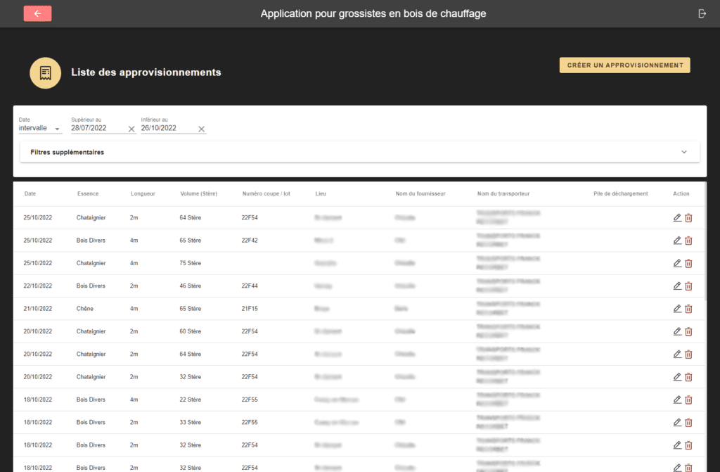 visuel liste des approvisionnements grossistes en bois de chauffage