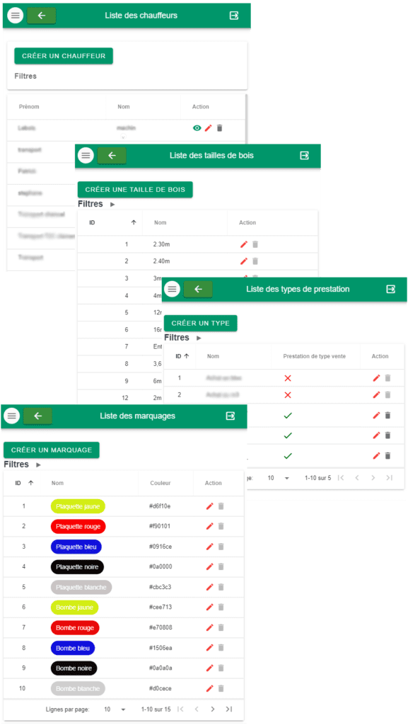 visuel page administrateur paramètre