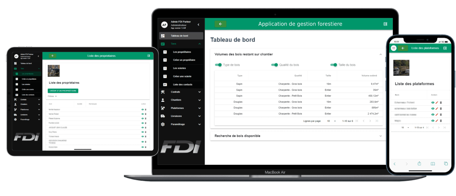 visuel application de gestion forestière