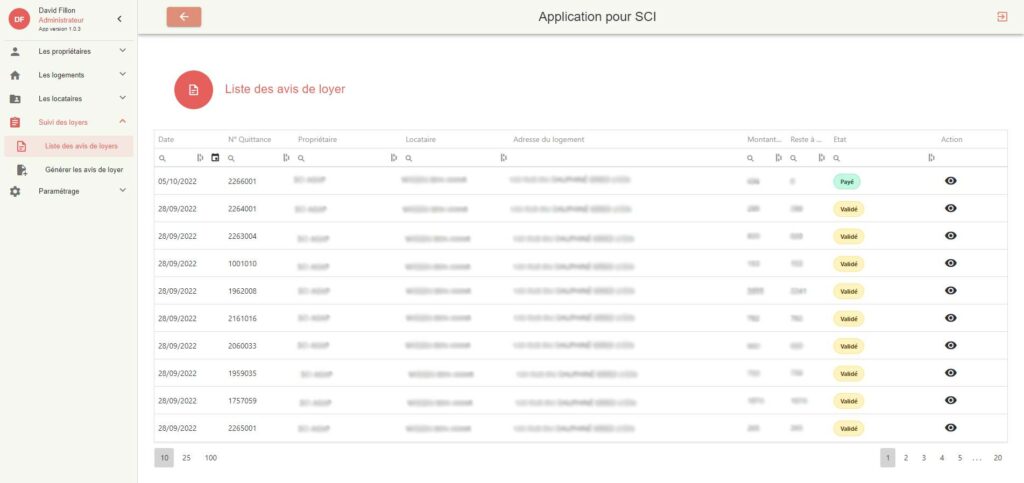 visuel suivis des loyers SCI