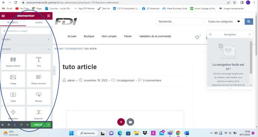 Création et modification d'un article dans WordPress avec Elementor