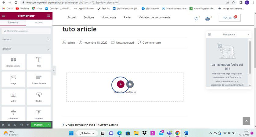 Création et modification d'un article dans WordPress avec Elementor