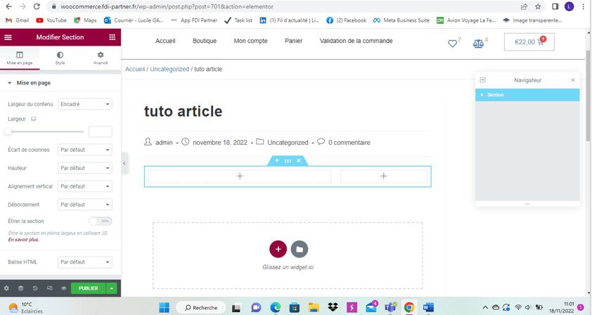 Création et modification d'un article dans WordPress avec Elementor