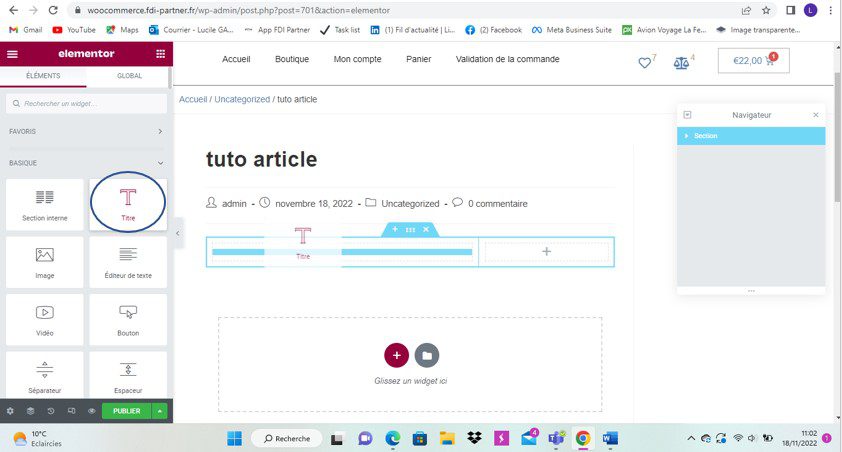 Création et modification d'un article dans WordPress avec Elementor