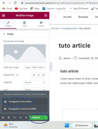 Création et modification d'un article dans WordPress avec Elementor