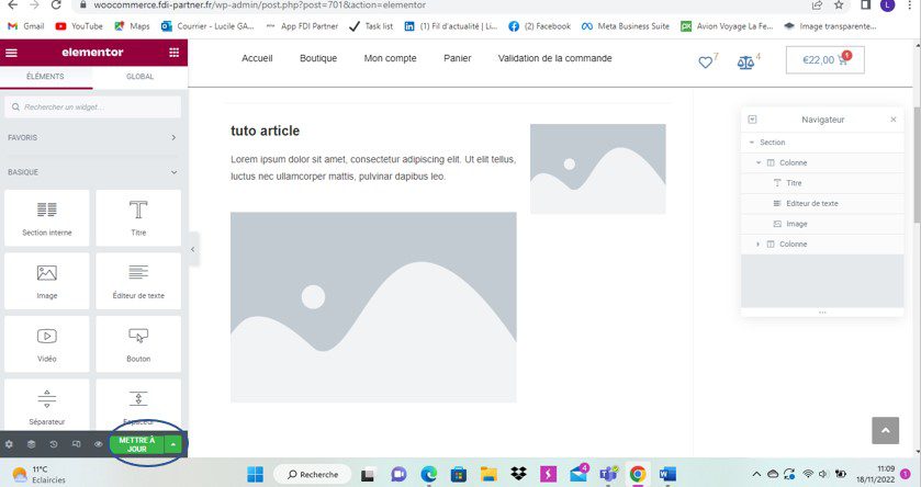 Création et modification d'un article dans WordPress avec Elementor